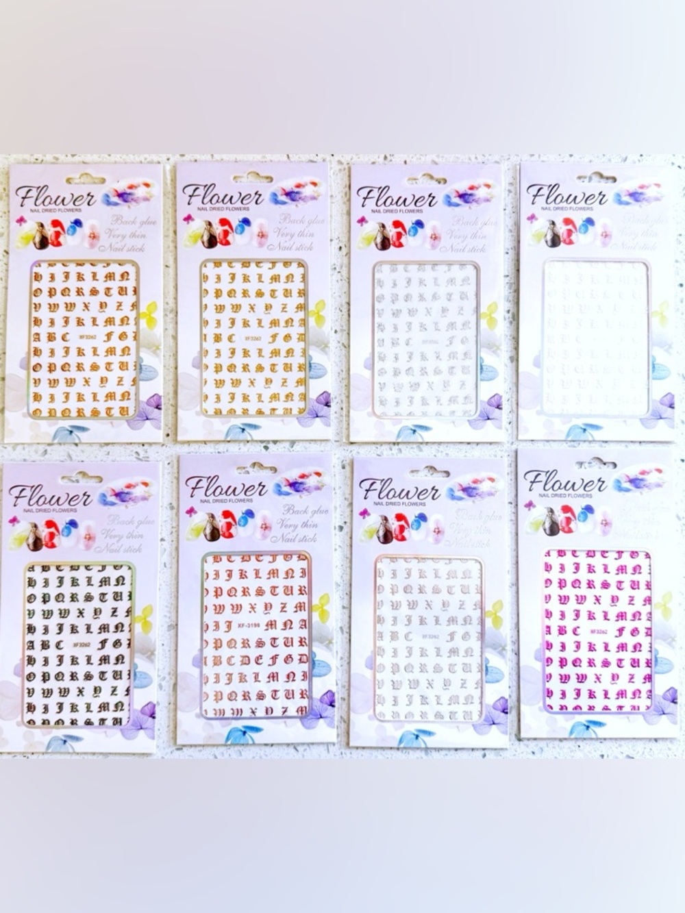 Nail Decal Sticker Set 8 Pack Floral Rhinestone Nail Art Stickers New